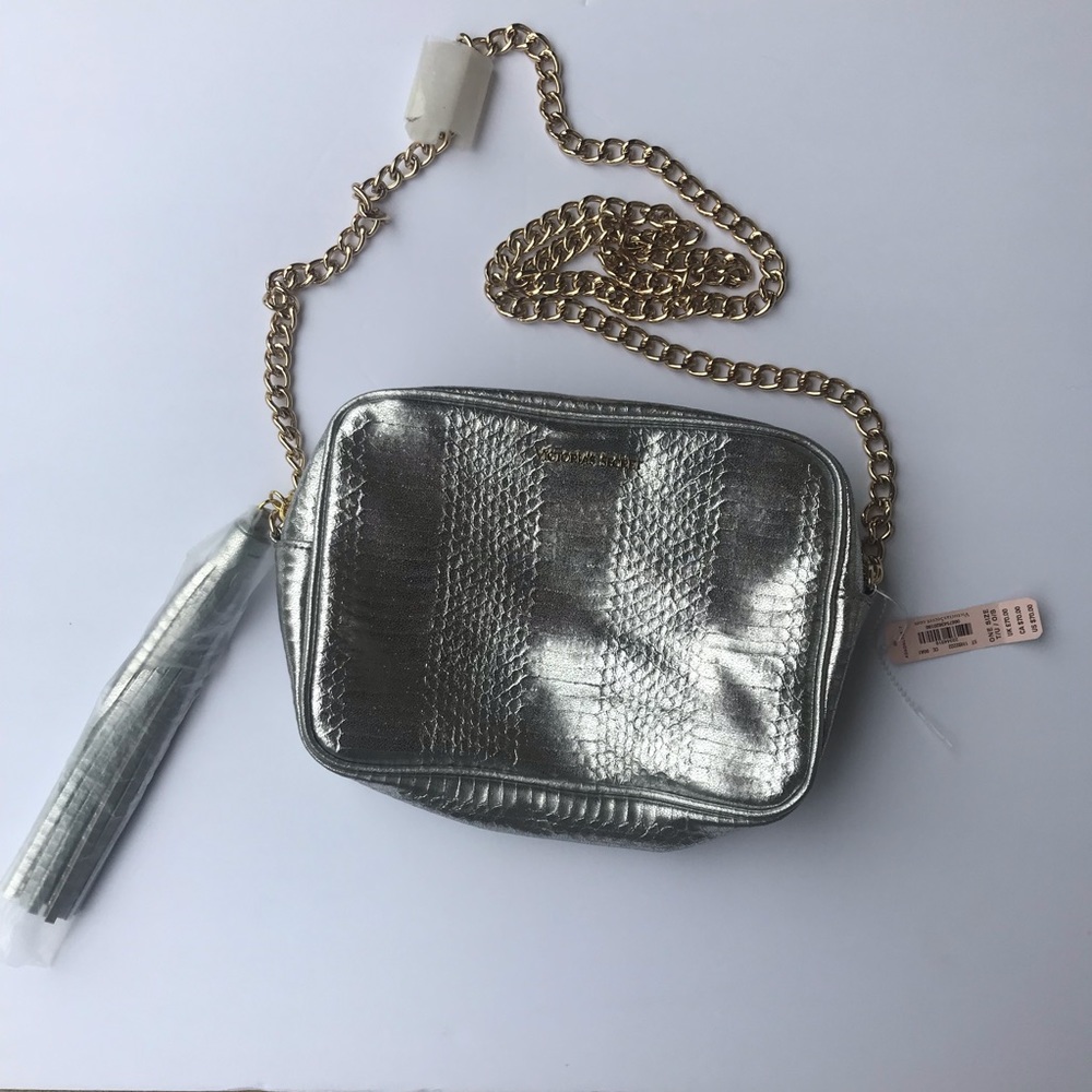 Victoria Secret NWT Crossbody Silver Tassel Purse